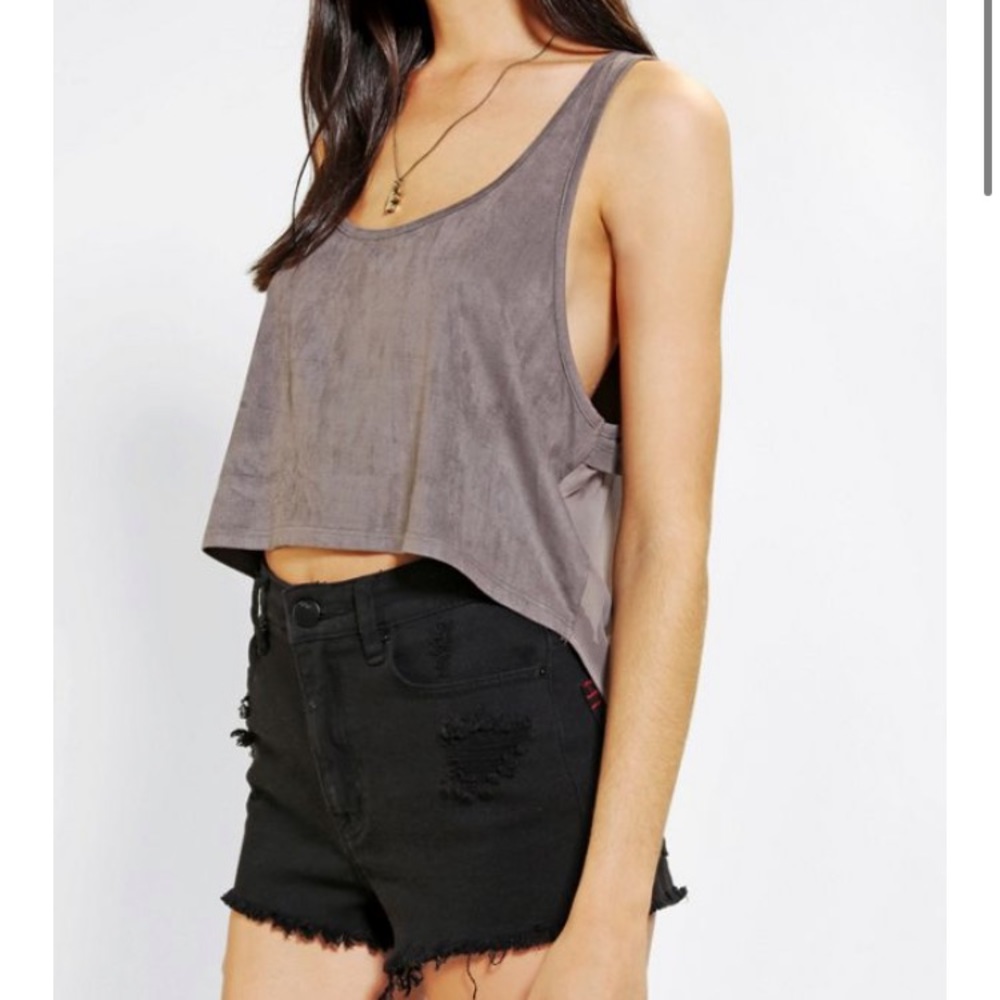 Sparkle & Fade Gray Sleeveless Crop Tank Top